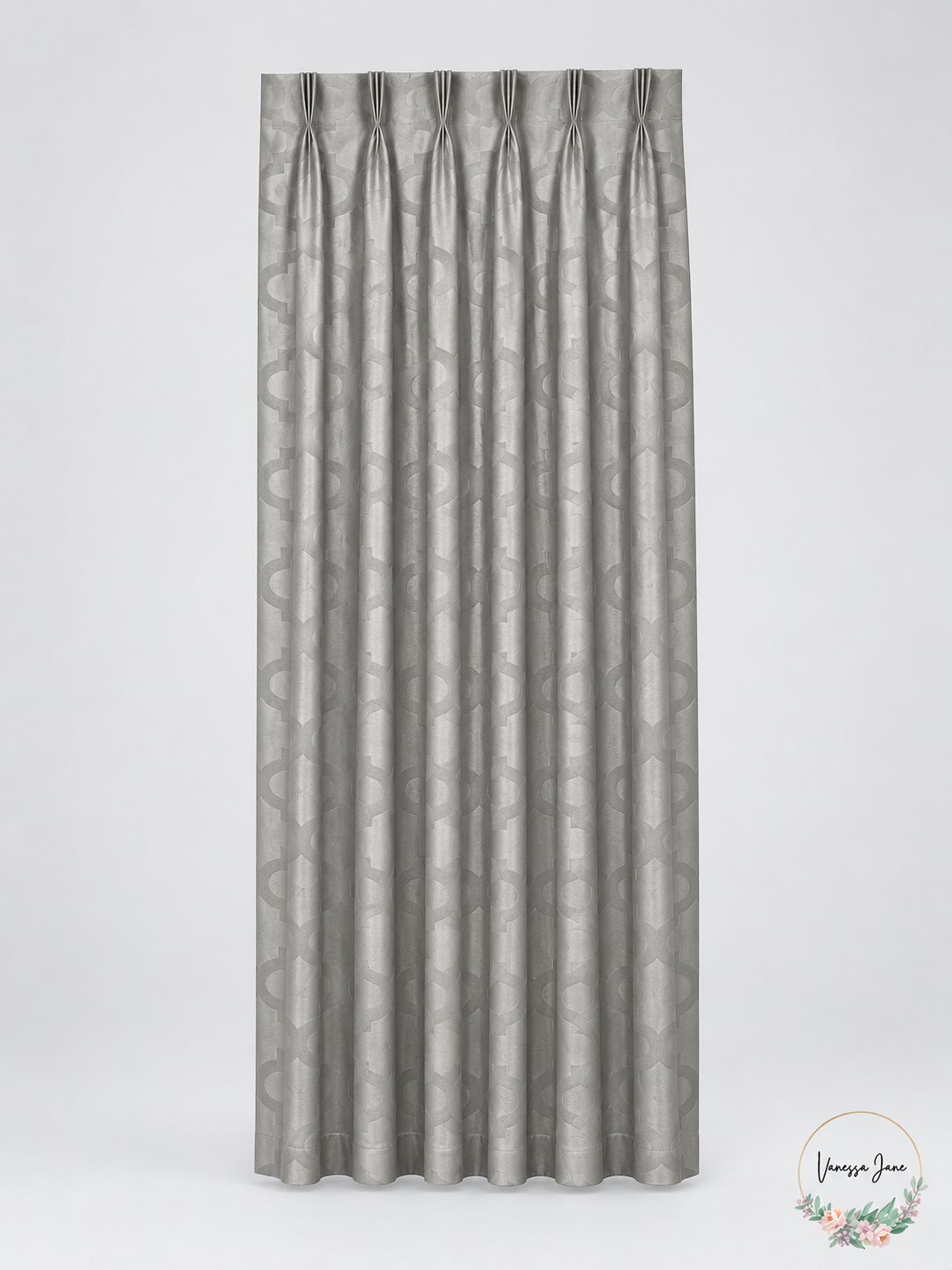Windsor Embossed Velvet Pinch-Pleat Blackout Curtain Panel — silver stock