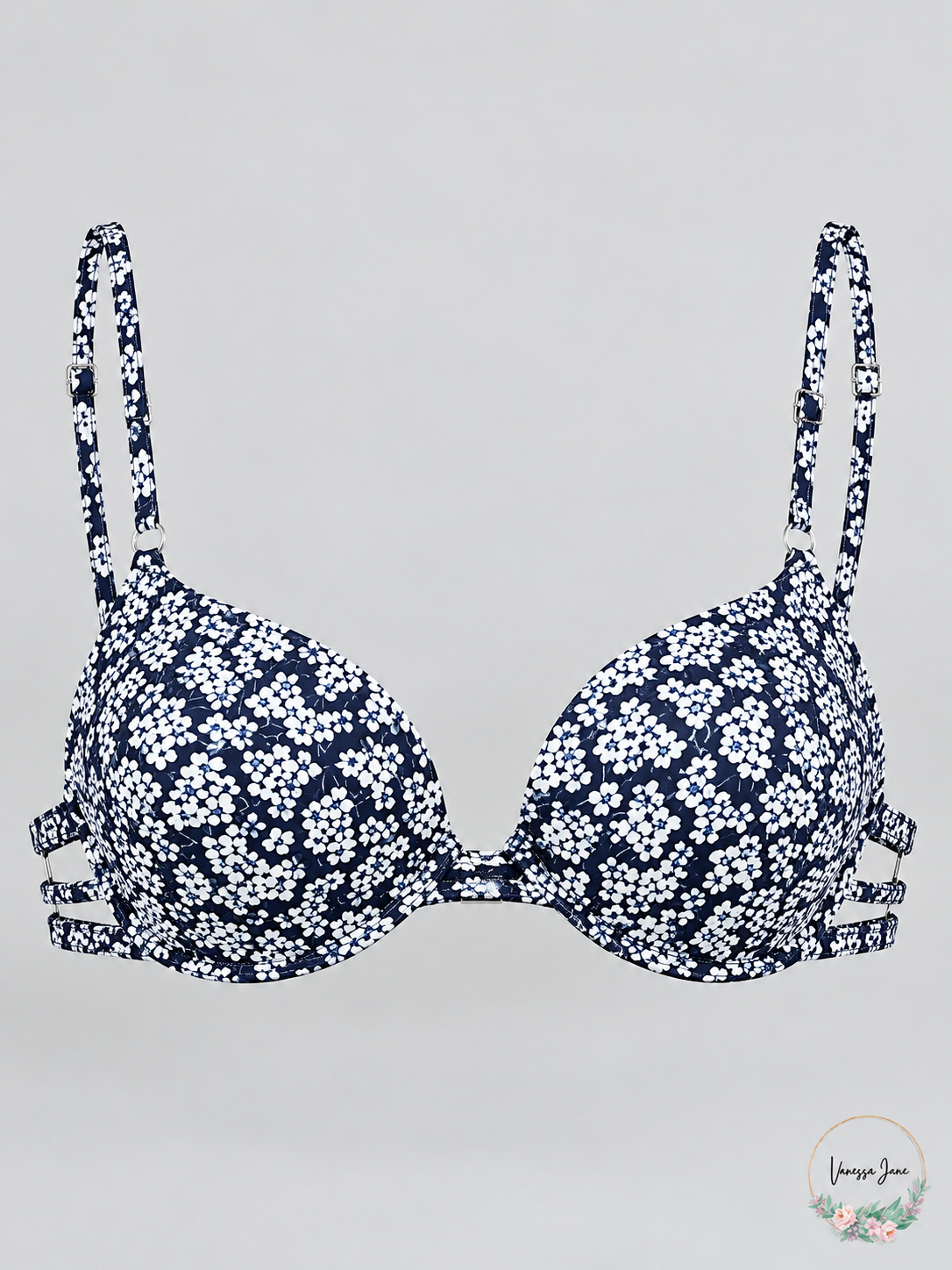 MICHAEL Michael Kors Women's Printed Underwire Bikini Top Navy White — stock photograph