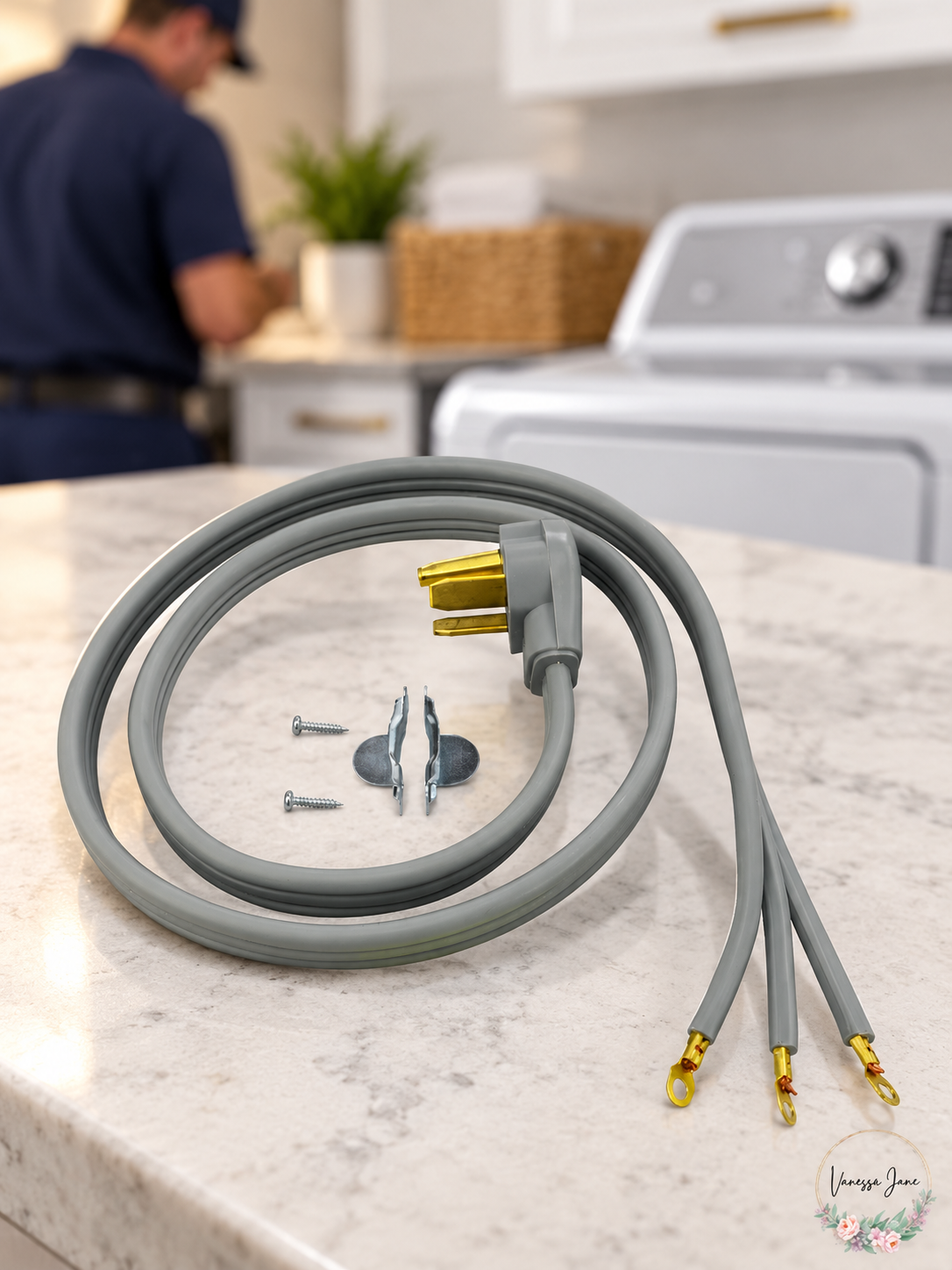 Prime RD100304 Gray 4-Foot 3-Wire Dryer Cord 30A 125/250V — gray lifestyle