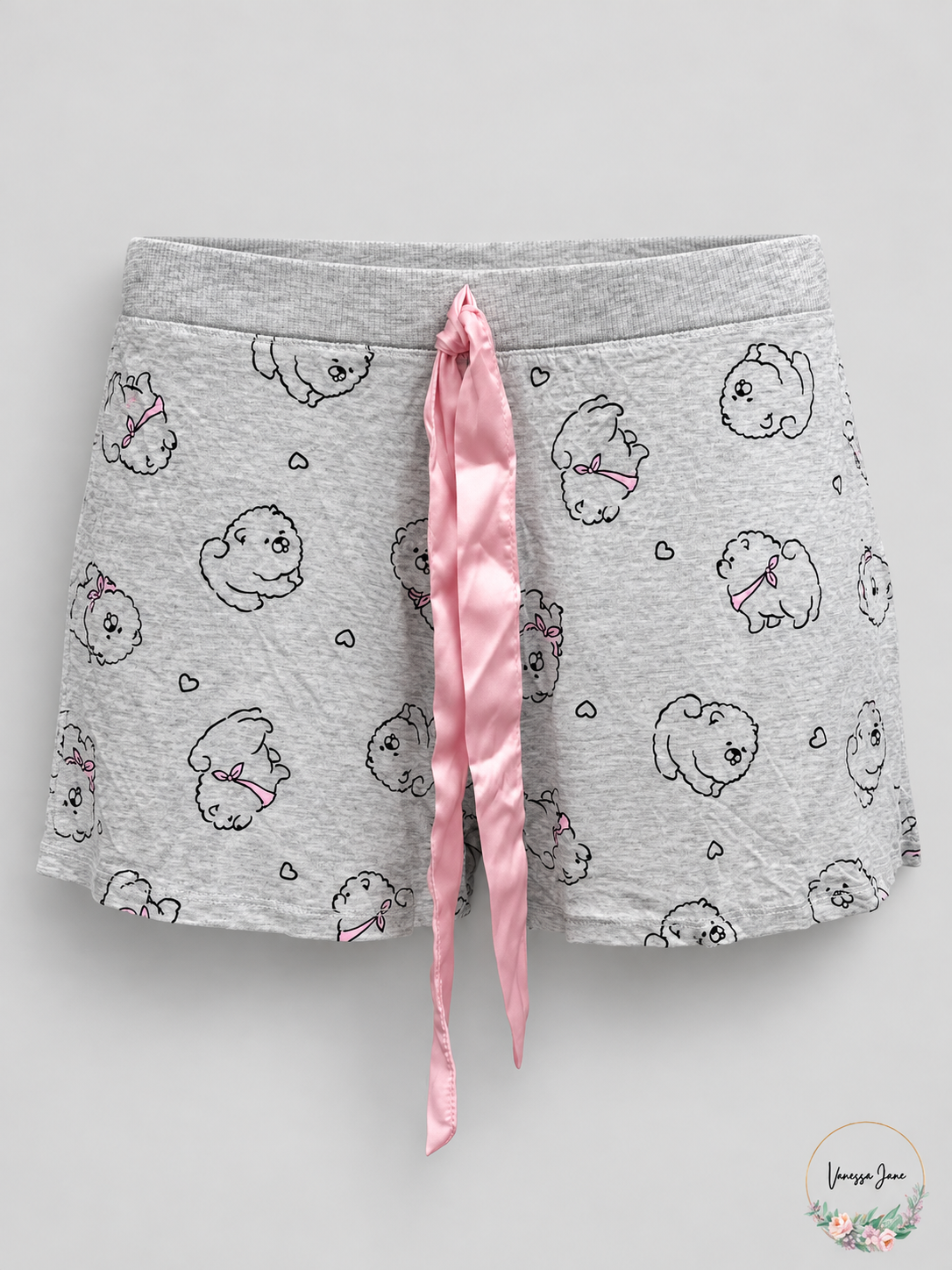 Jenni by Jennifer Moore Gray Dog-Print Pajama Shorts Medium — gray stock