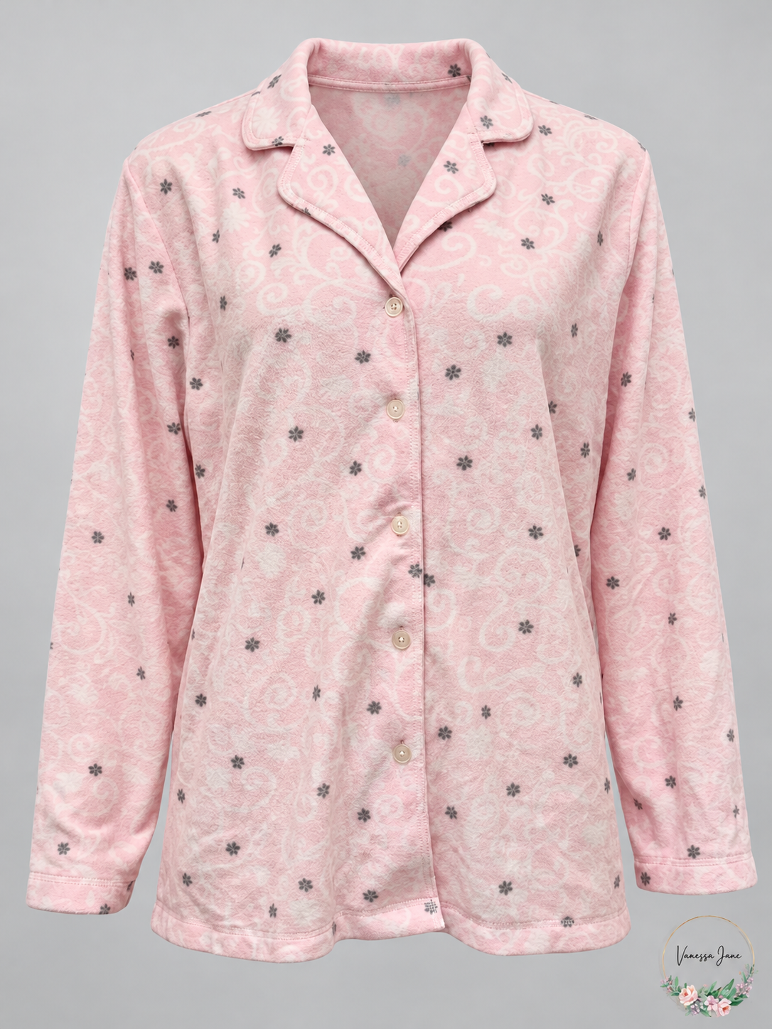 Charter Club Women's Pink Printed Fleece Pajama Top XL — stock photograph