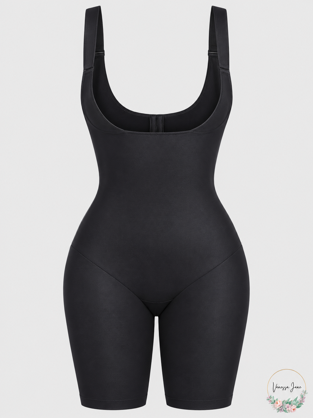 Leonisa Black Open-Bust Mid-Thigh Bodysuit Shaper — black stock