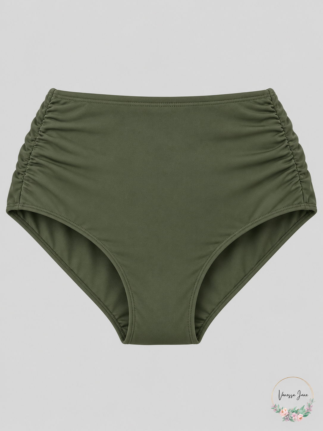 Anne Cole Signature Women's High-Waist Shirred Swim Bottom — green stock