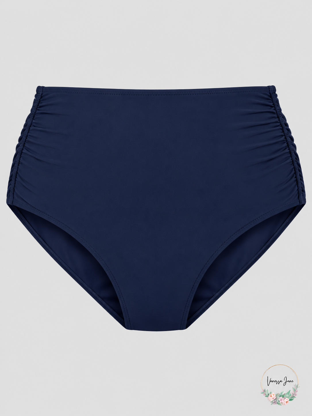 Anne Cole Signature Women's High-Waist Shirred Swim Bottom — navy stock