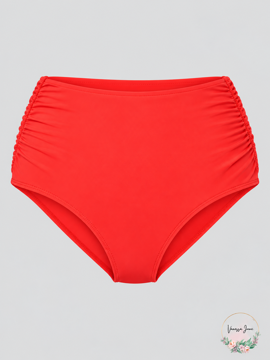 Anne Cole Signature Women's High-Waist Shirred Swim Bottom — red stock