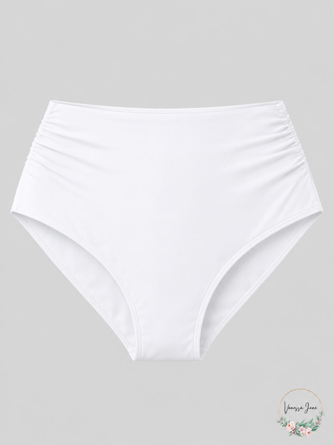 Anne Cole Signature Women's High-Waist Shirred Swim Bottom — white stock