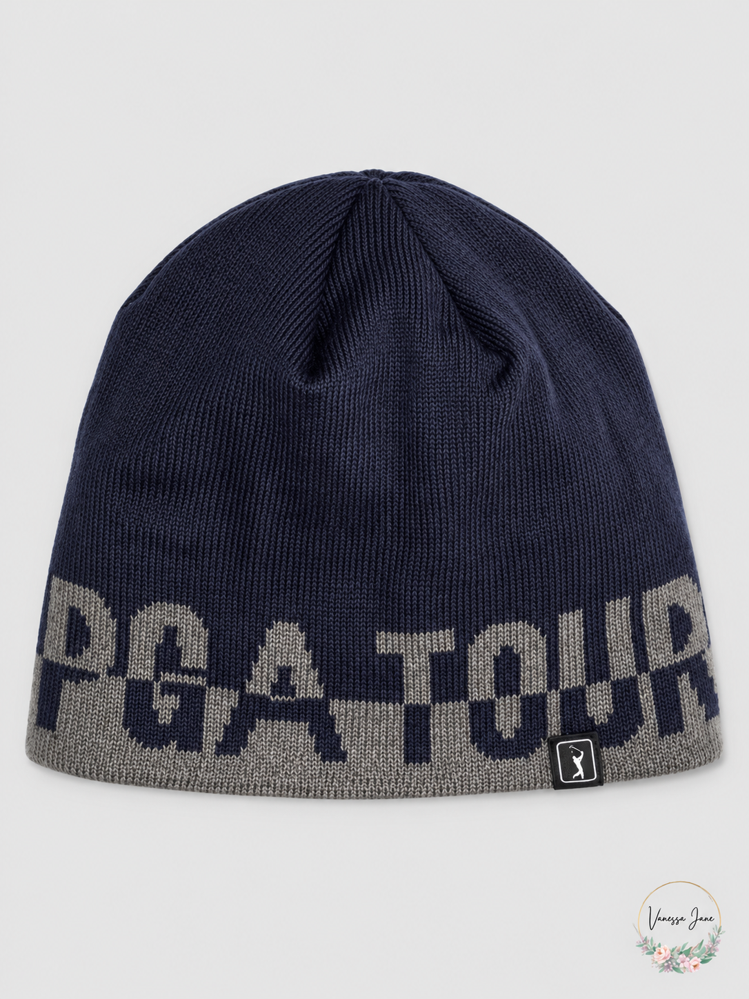 PGA TOUR Unisex Jacquard Logo Knit Beanie One Size — blue stock