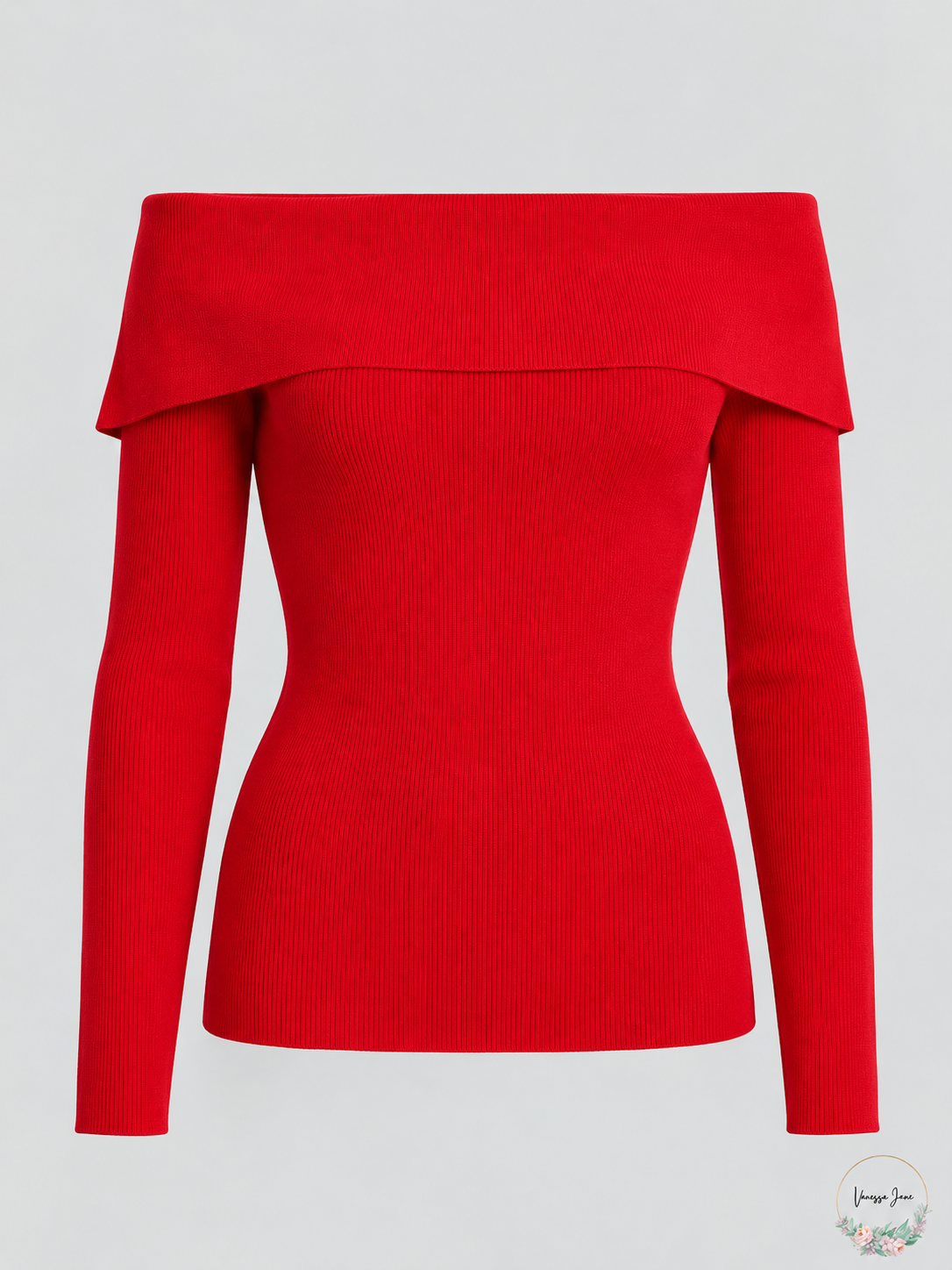 Lauren Ralph Lauren Women's Off-the-Shoulder Sweater Lipstick Red — stock photograph