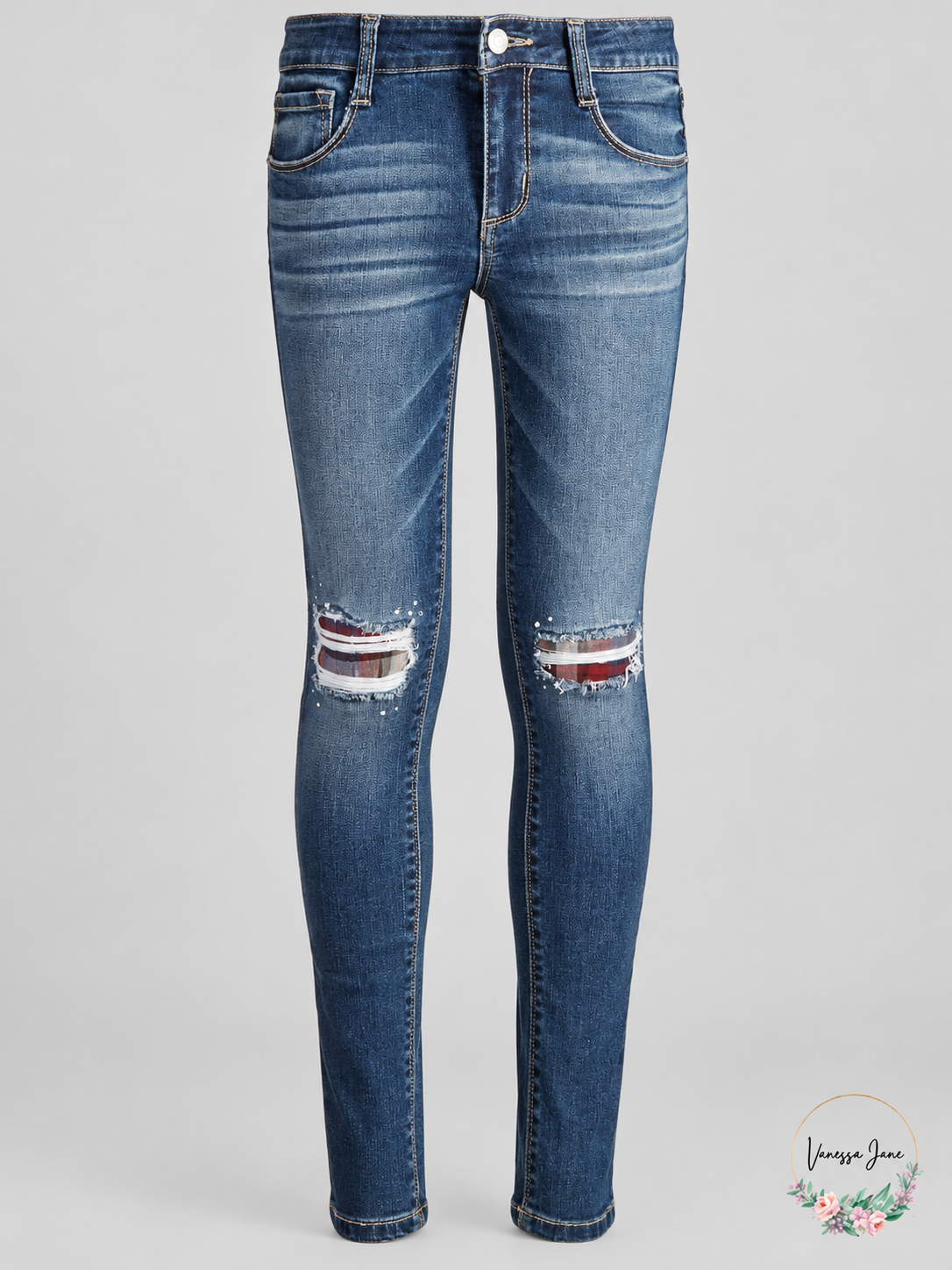 Imperial Star Big Girls Embellished Distressed Skinny Jeans - Size 16 — stock