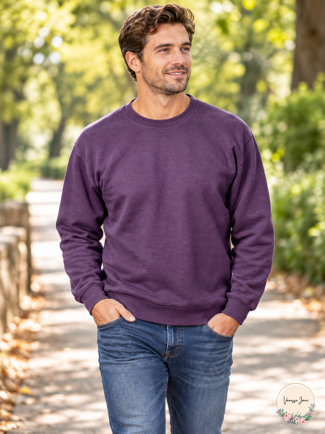 Lazer Men's Vintage Plum Burnout Fleece Crewneck Sweatshirt — plum lifestyle