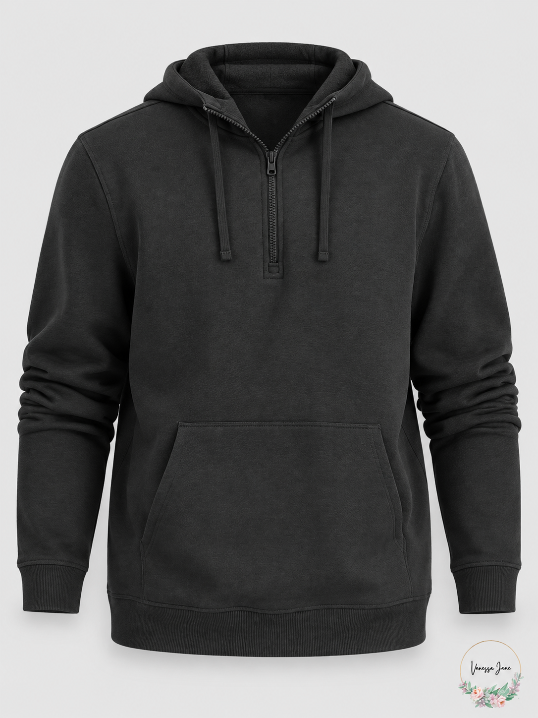 ID Ideology Men's Deep Charcoal Half-Zip Pullover Hoodie — charcoal stock