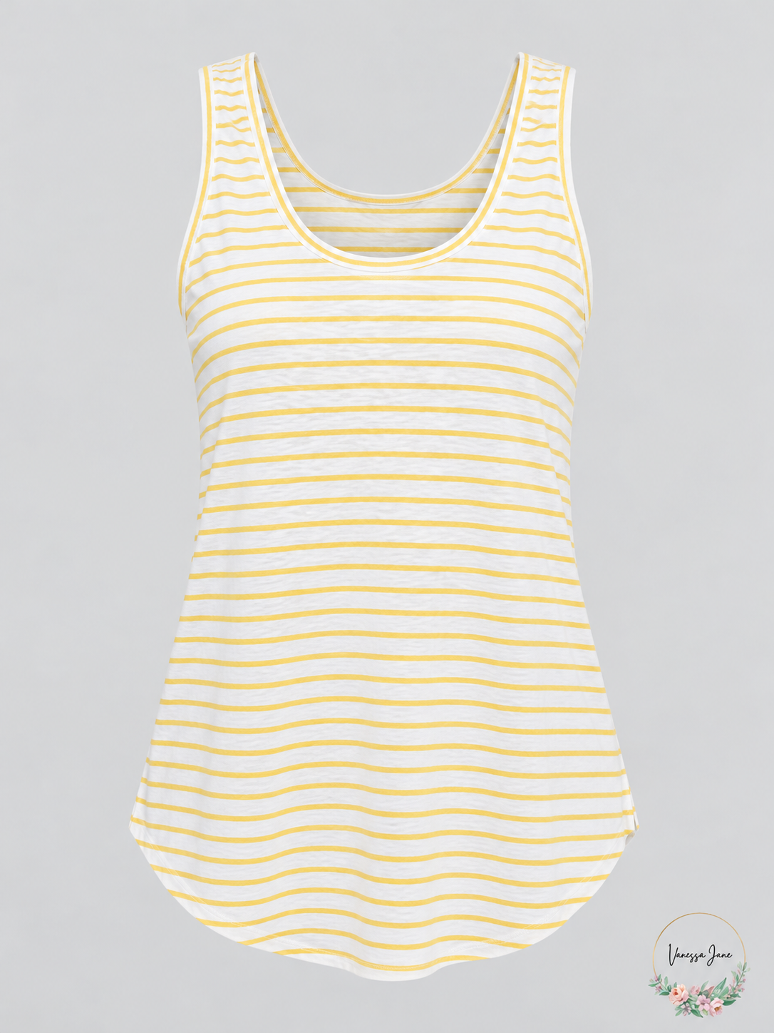 Sanctuary Ruby Linen Scoop-Neck Tank White Yellow Stripe Medium — white stock