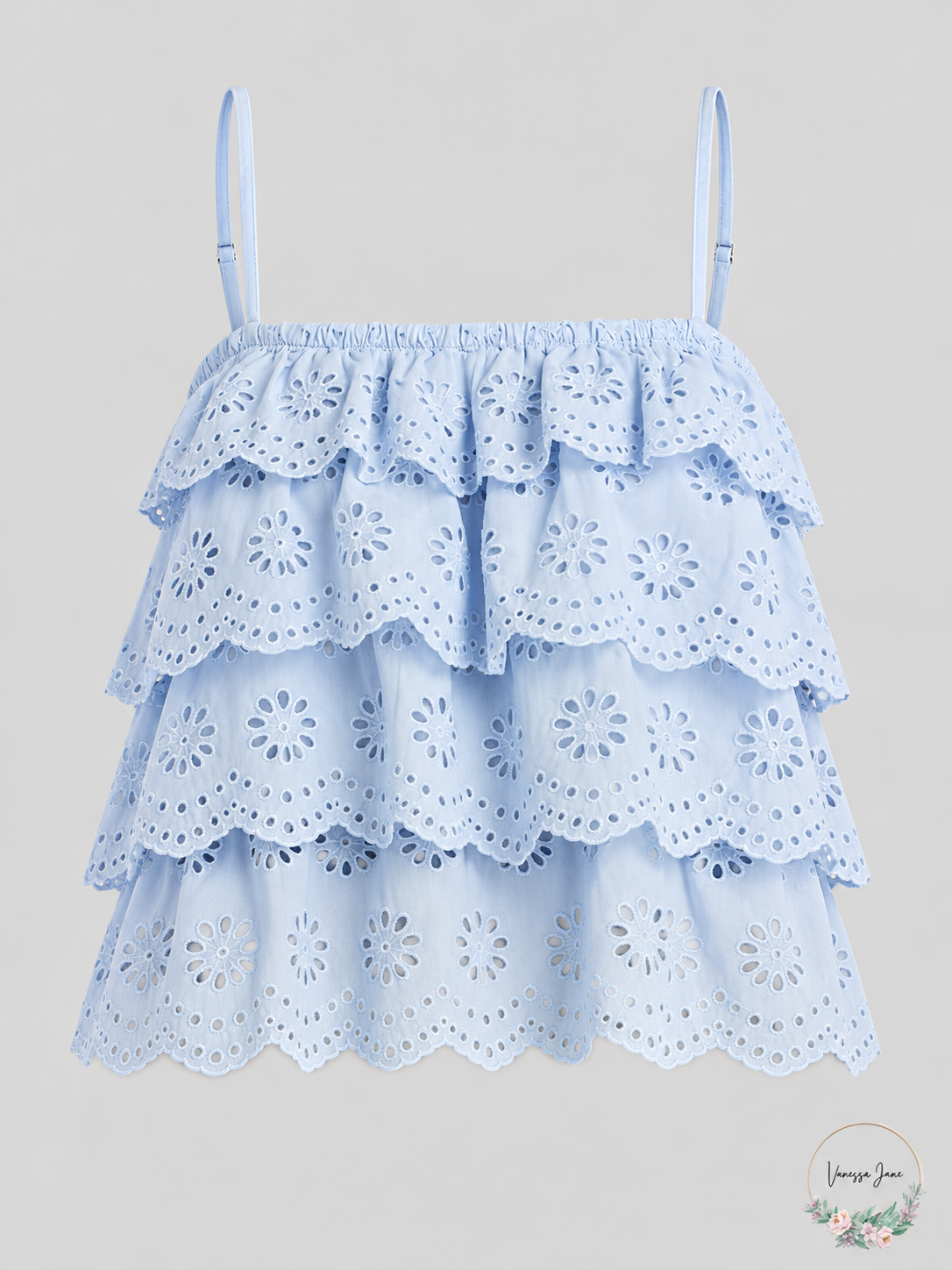 AQUA tiered eyelet top blue stock