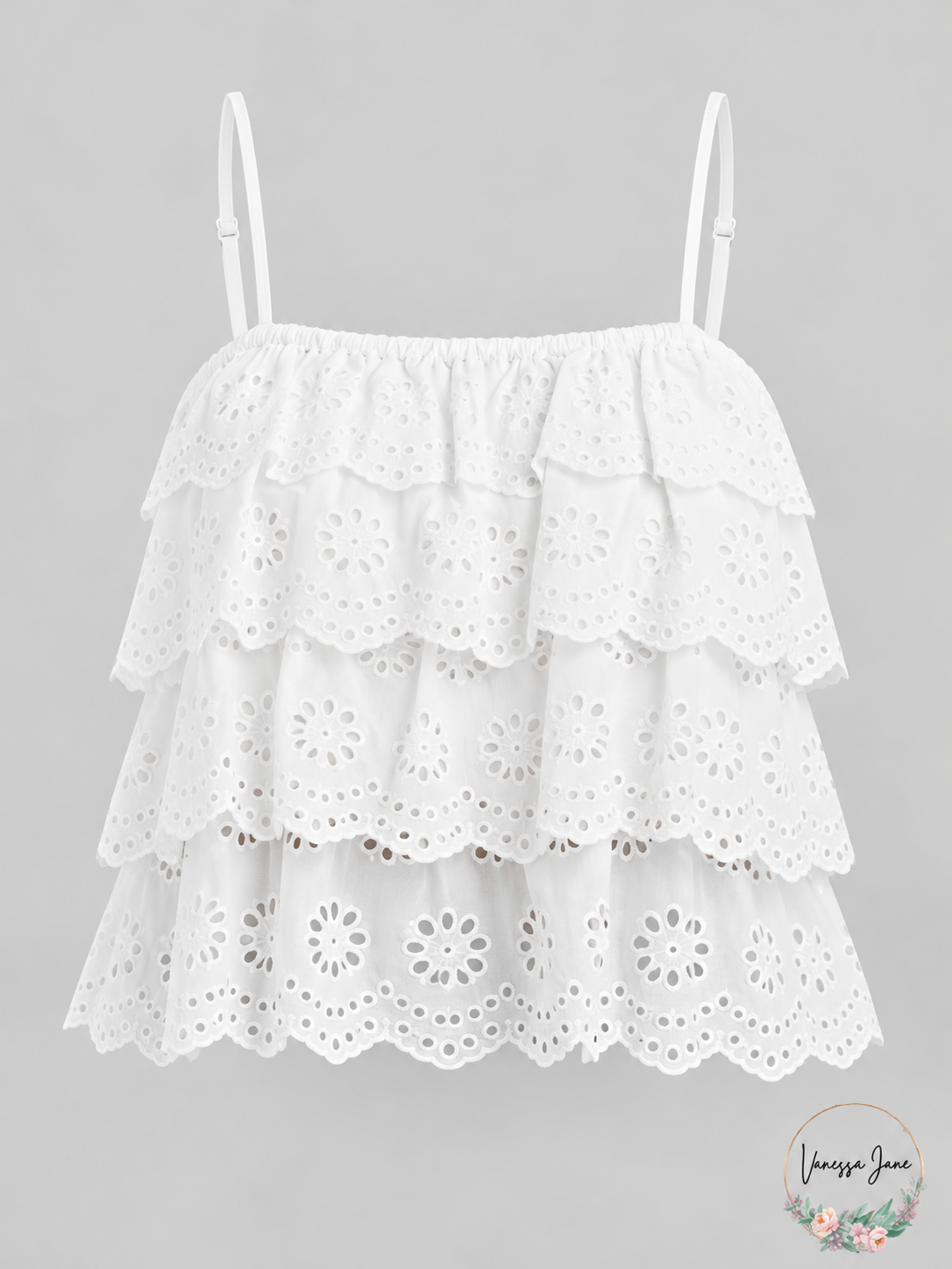 AQUA tiered eyelet top white stock