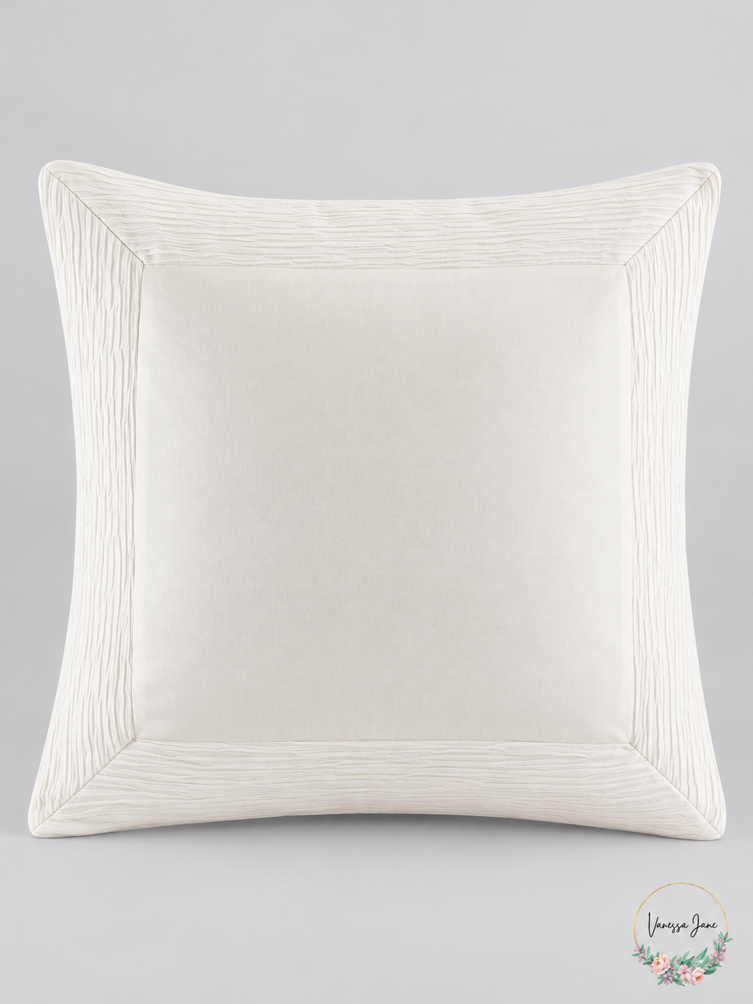 N Natori Hanae White Euro Pillow Sham 26 x 26 Inch Cotton Blend — white stock