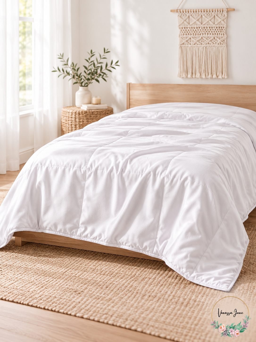 Martha Stewart Twin Silk Filled Light Warmth Comforter White 68 x 90 — white lifestyle