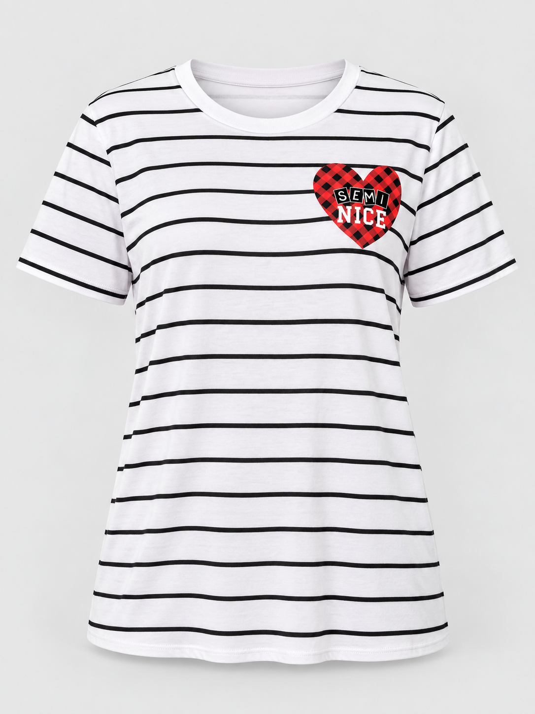 Rebellious One Juniors Semi Nice Striped Graphic T-Shirt