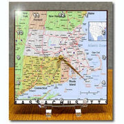 3D Rose dc_184600_1 Print of Massachusetts Cities and State Map Desk Clock, 6x6