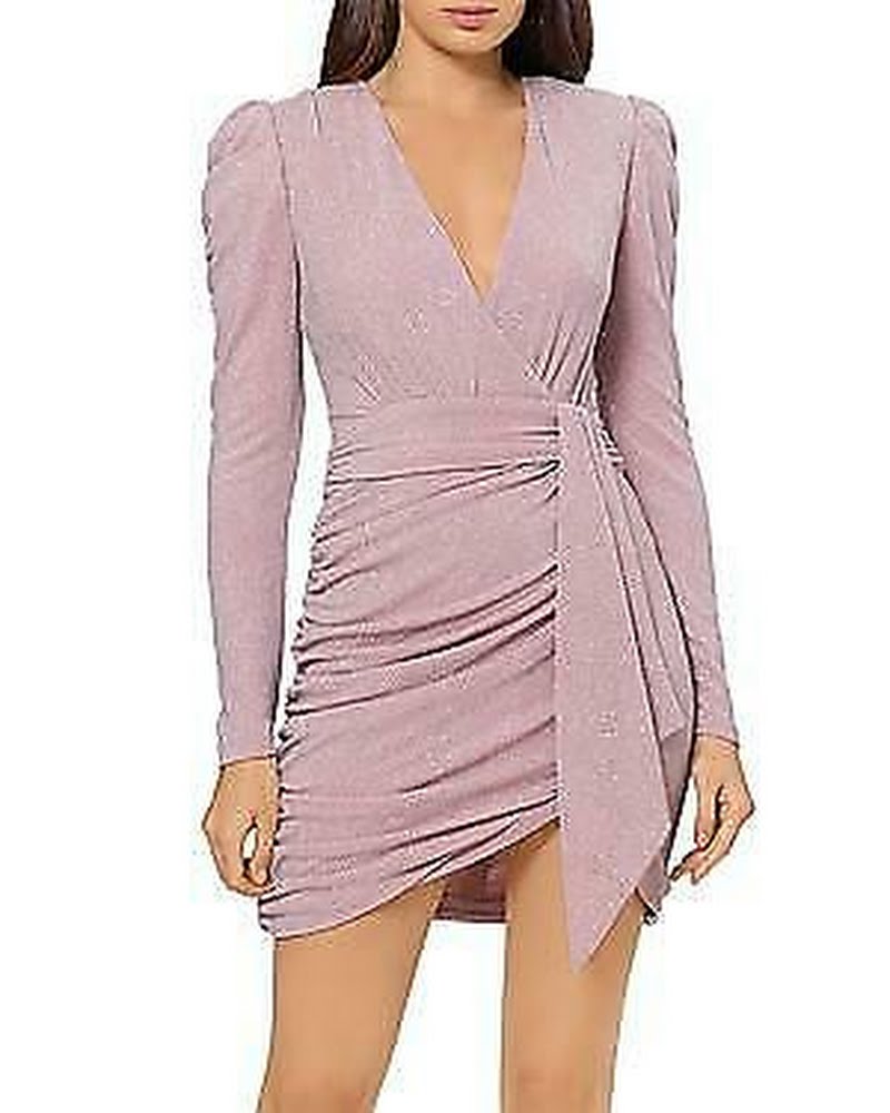 Aqua Metallic Faux Wrap Dress, Size 8