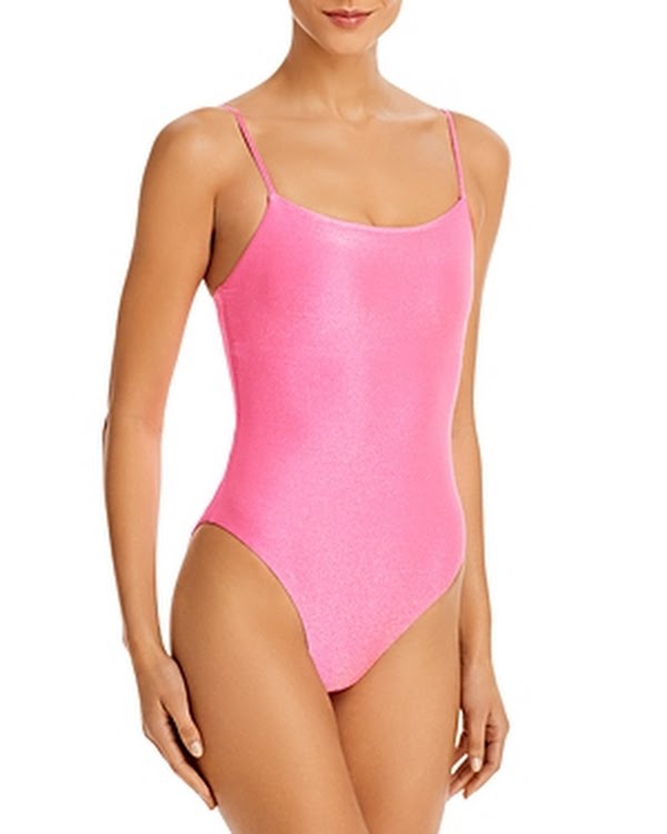 Aqua Shimmer Square Neck One Piece Swimsuit, Size Small