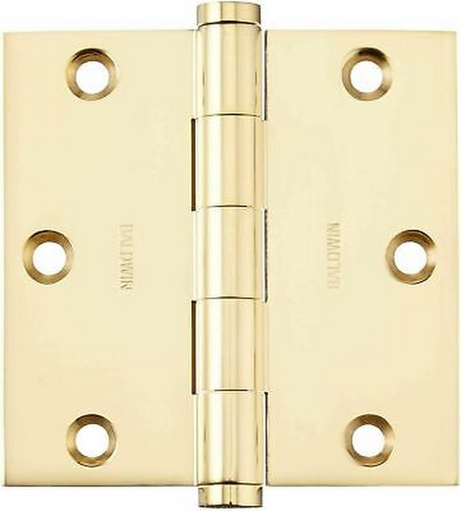 Baldwin 1035031I Square Corner Hinge, Non-Lacquered Brass