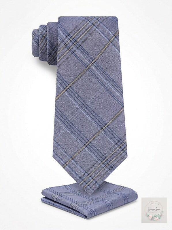 Calvin Klein Blue Mod Tonal Tartan Print Tie
