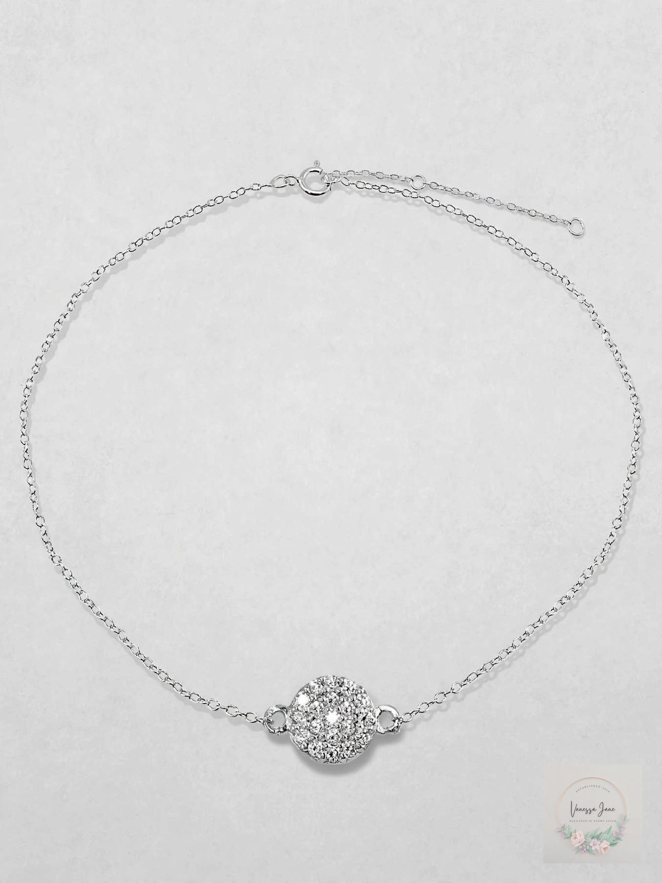 Giani Bernini Cubic Zirconia Pavé Disc Ankle Bracelet in Sterling Silver