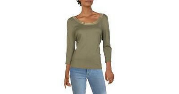 Lauren Ralph Lauren Womens Ersilla  Elbow Sleeves Top, Size Large