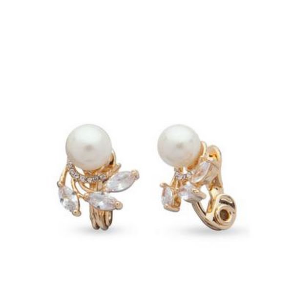 Anne Klein Cubic Zirconia & Imitation Pearl E-z Comfort Clip-on Earrings