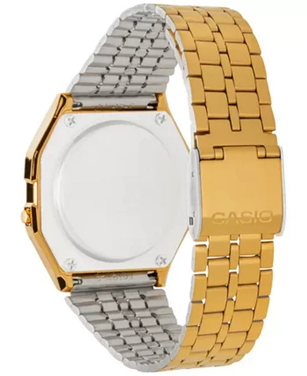 CASIO Mens Digital Vintage Gold-Tone Stainless Steel Bracelet Watch 39x39mm A15