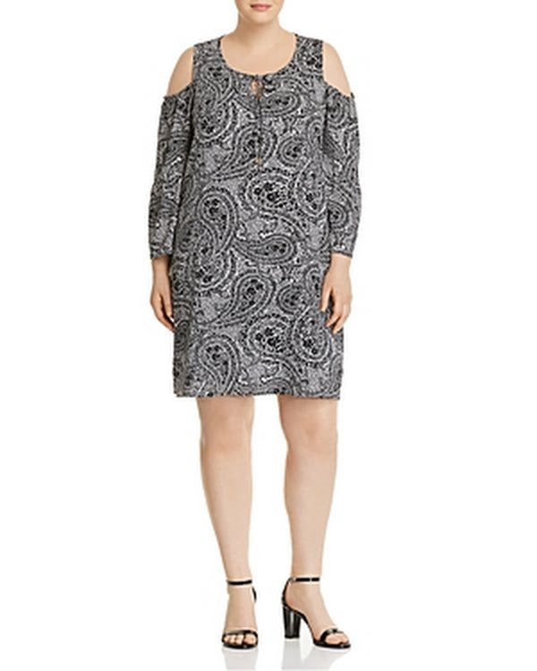 Cupio Plus Paisley-Print Cold-Shoulder Dress, Size 3X