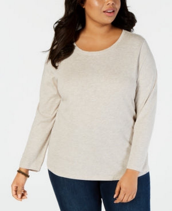 Style & Co Women's Long-Sleeve Crew-Neck T-Shirt, Size Large