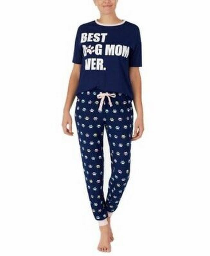 French Jenny Dog Mom T-Shirt & Jogger Pants Pajama Set, Medium