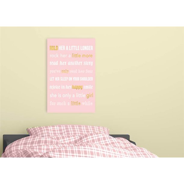 The Stupell Home Decor Collection Hold Her a Little Longer Pink Canvas Wall Art