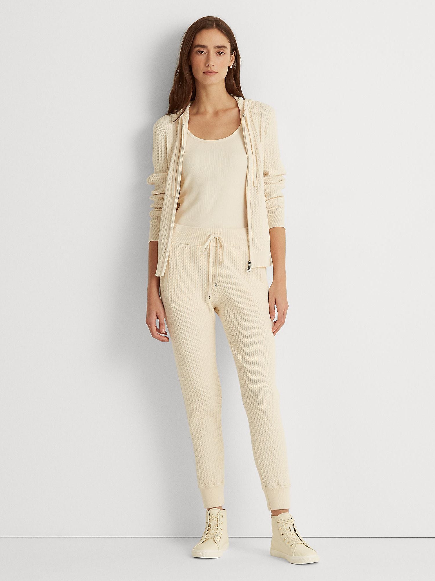 Lauren Ralph Lauren Womens Cable-Knit Jogger Pants