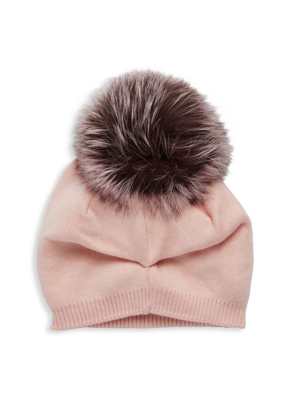 Kyi Kyi Cashmere Faux Fur Pom Pom Hat