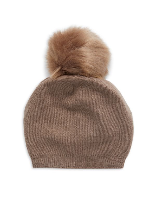 Kyi Kyi Cashmere Faux Fur Pom Pom Hat