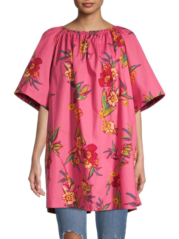 Free People Womens Jodie Floral-Print Tunic