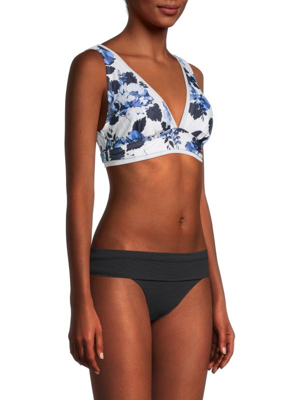 Tommy Hilfiger Womens Mesh-Trim Printed Bikini Top