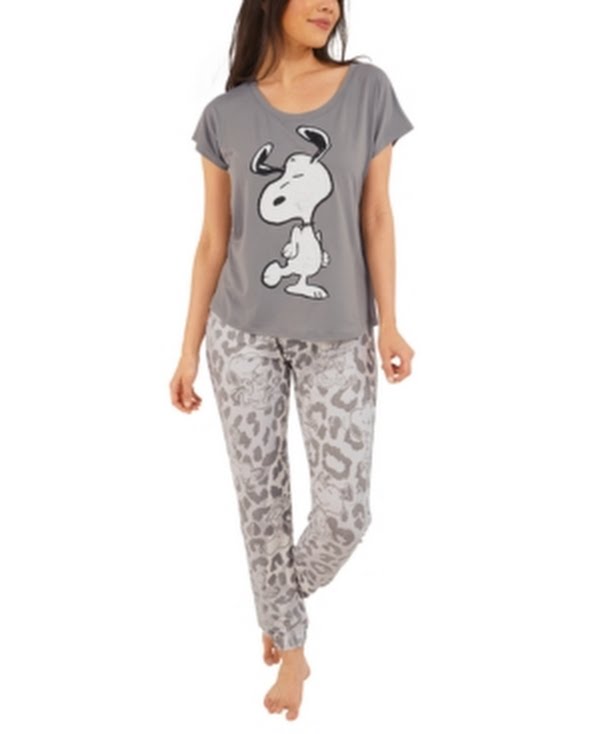 Munki Munki Snoopy Peanuts Snoopy Leopard Pajama Top, Size XXL