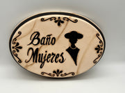 Bano Mujeres Womens Acrylic Restroom Sign, 11W X 8H