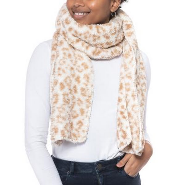 Jenni Womens Printed Sherpa Scarf