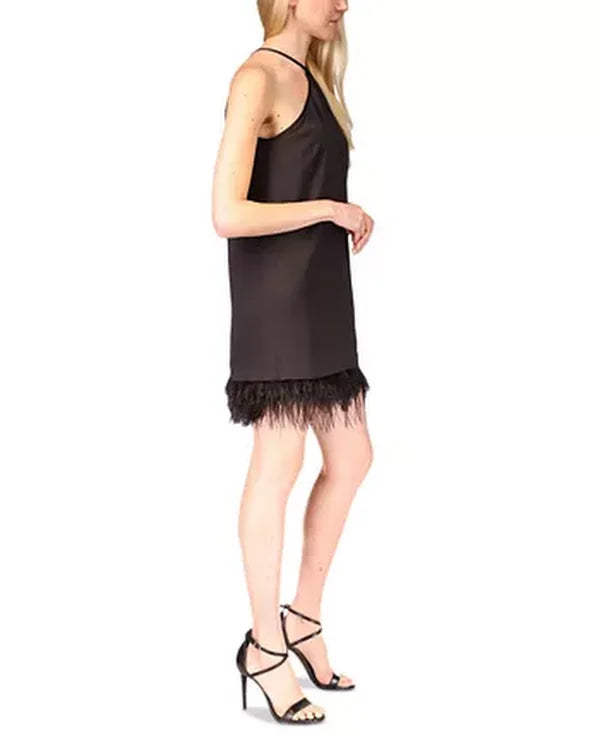 Michael Michael Kors Feather-Trim Halter Dress