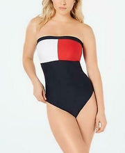Tommy Hilfiger Logo Bandeau One-Piece Swimsuit, Size XS