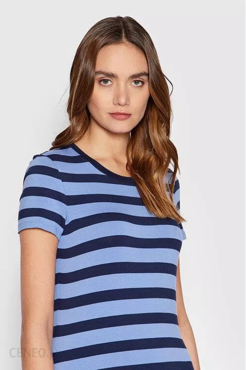 Lauren Ralph Lauren Womens Striped T Shirt Dress Keel Blue, Size XL