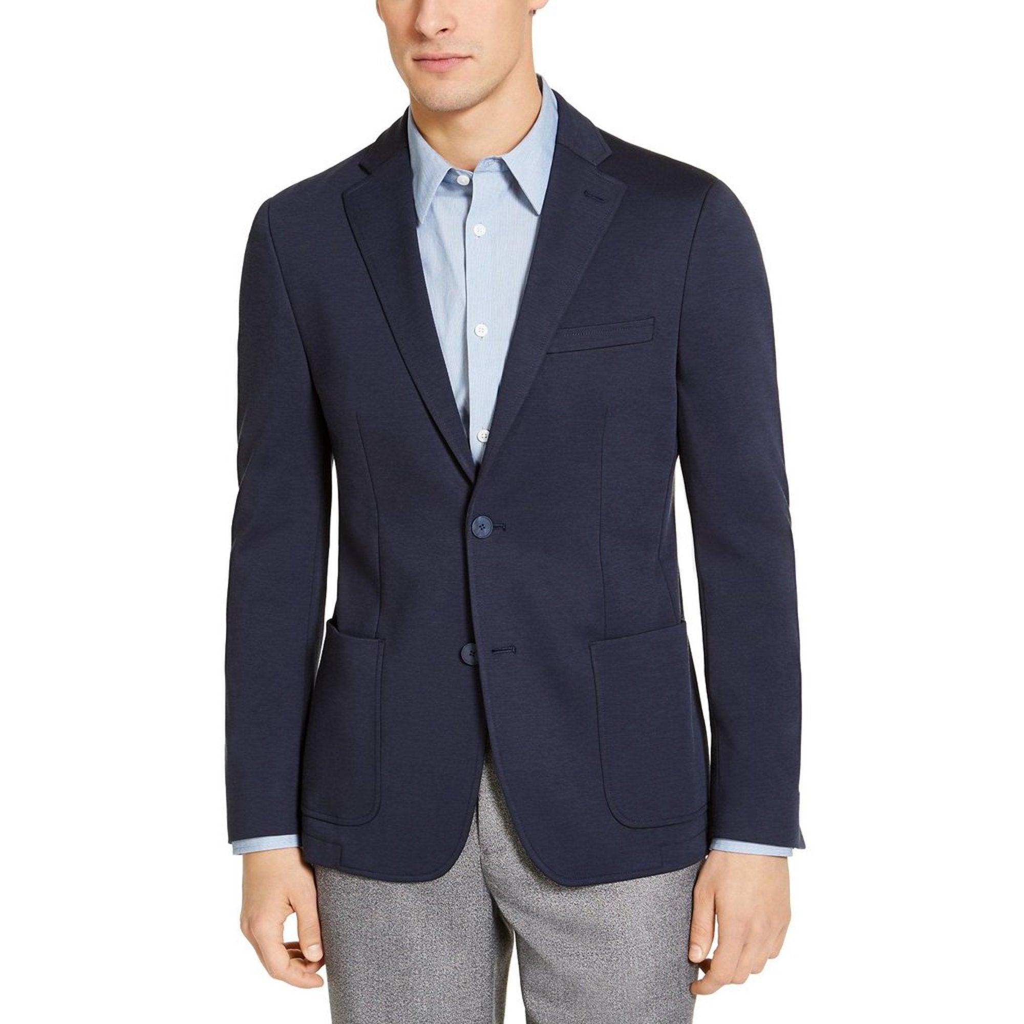 Calvin Klein Mens Slim-Fit Knit Suit Jacket, Size 44Long