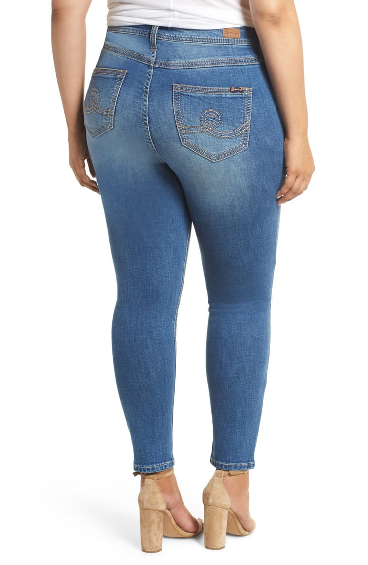 Seven7 Plus Size Rocker Deconstructed Skinny Jeans, Womens, Size 14W