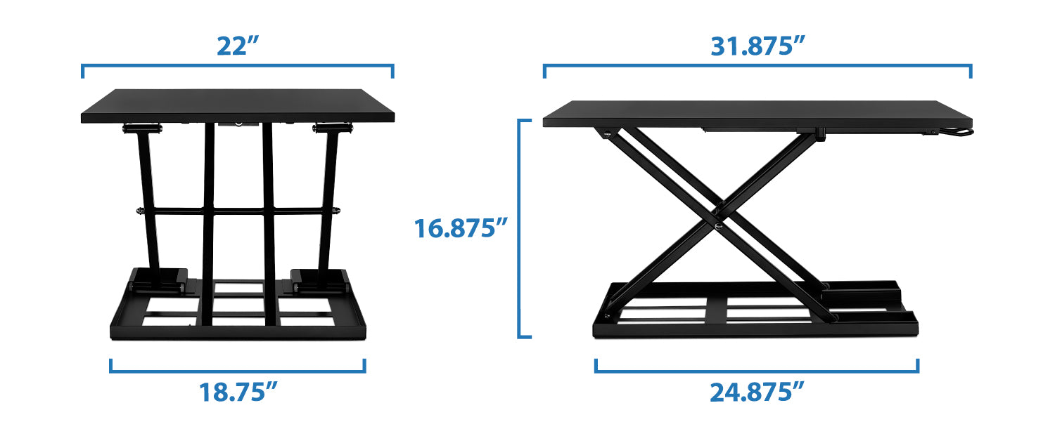 Mount-It! 32 Height Adjustable Sit Stand Desk Converter, Black (MI-7929BLK),Siz