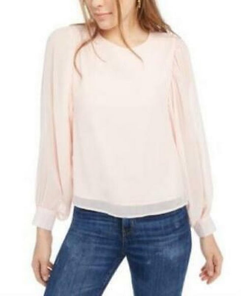 Q & A Women's Volume Sleeve Blouse, Pink, Size Small