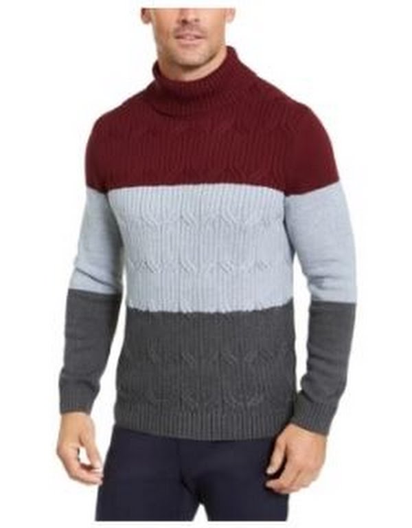 Tasso Elba Mens Colorblocked Knit Sweater